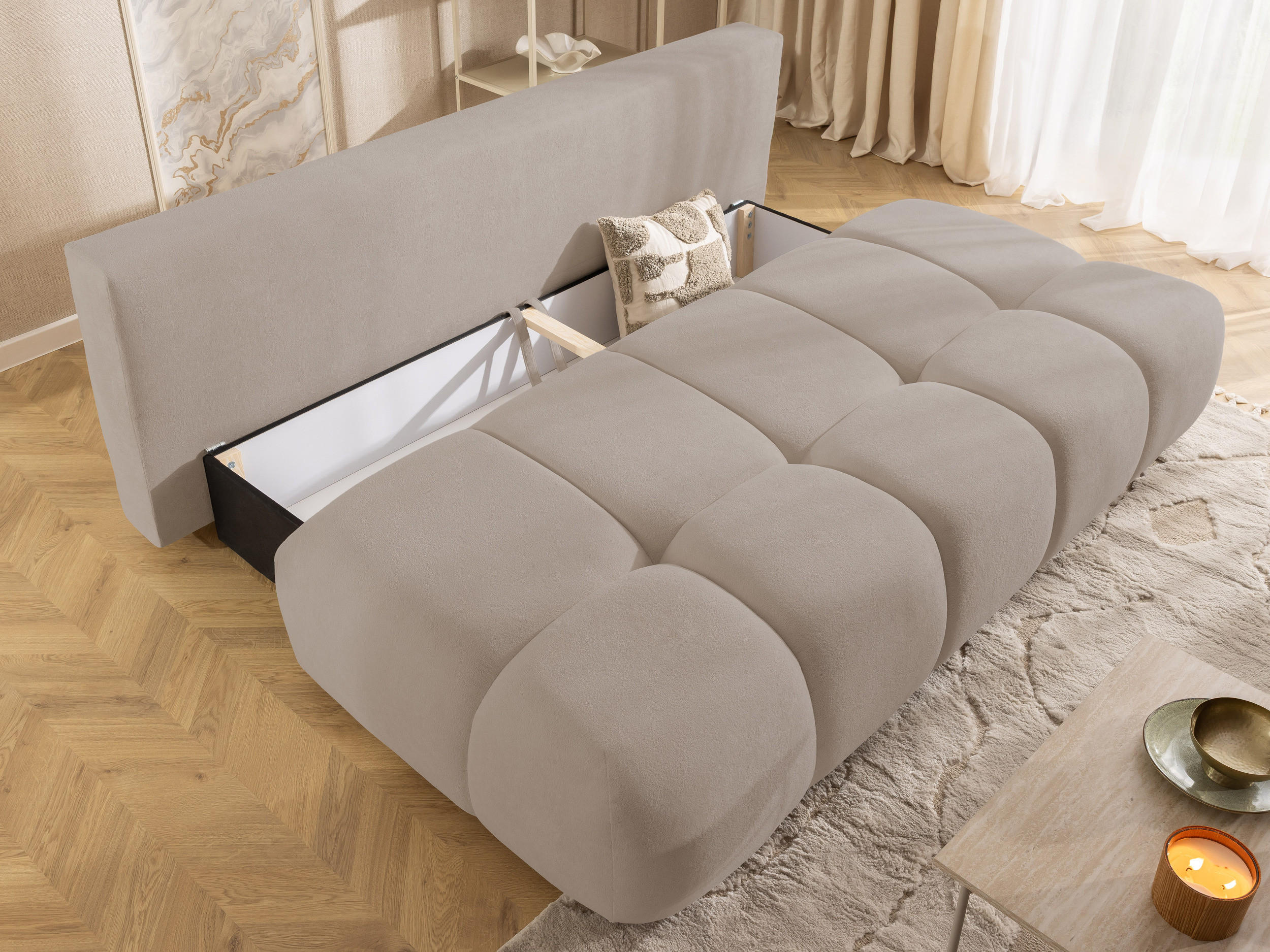S-Style Schlafsofa Cappuccino 205x87x105 cm