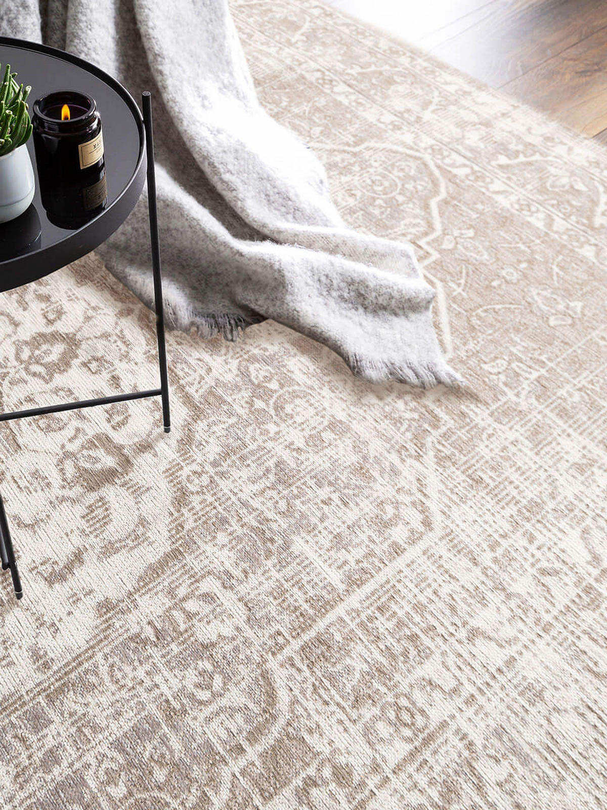 TEPPICH Flachgewebeteppich Frencie Grau - Grau, Textil (80/1cm) - KUNSTLOFT