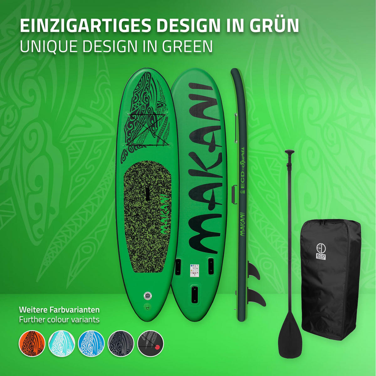 STAND UP PADDLE BOARD Makani Grün - Grün, Kunststoff (320/80/15cm) - ECD-Germany