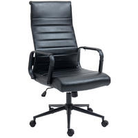 BÜROSTUHL Koro Echtleder schwarz/schwarz - Schwarz, Leder/Metall (58/115/66cm) - TPFLiving