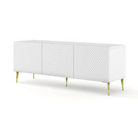 TV LOWBOARD Weiß, Weiß Hochglanz, Gold 150/56/42 - Weiß Hochglanz/Weiß, Holzwerkstoff (150/56/42cm) - RAUMHIRSCH FURNITURE