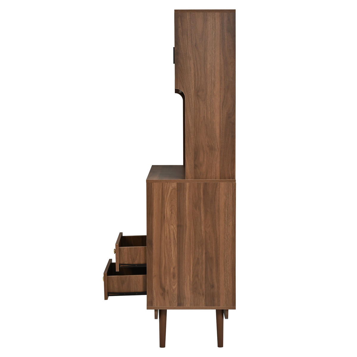 KÜCHENBUFFET mit Riffelglas, Schubladen und Fächern - Walnussfarben, Holzwerkstoff (117/170/30cm) - FLIEKS