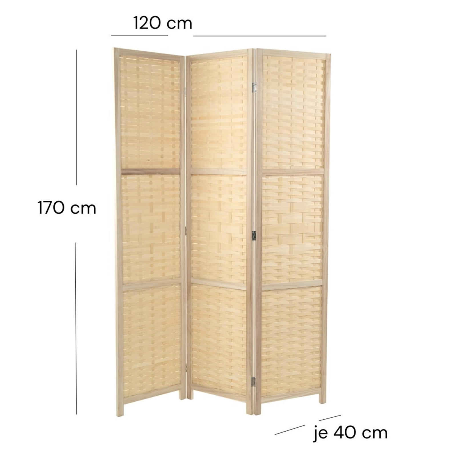 RAUMTEILER Bambu 3-tlg. Bambus Holz natur - Naturfarben, Holz (120/170/3cm) - DESIGN DELIGHTS