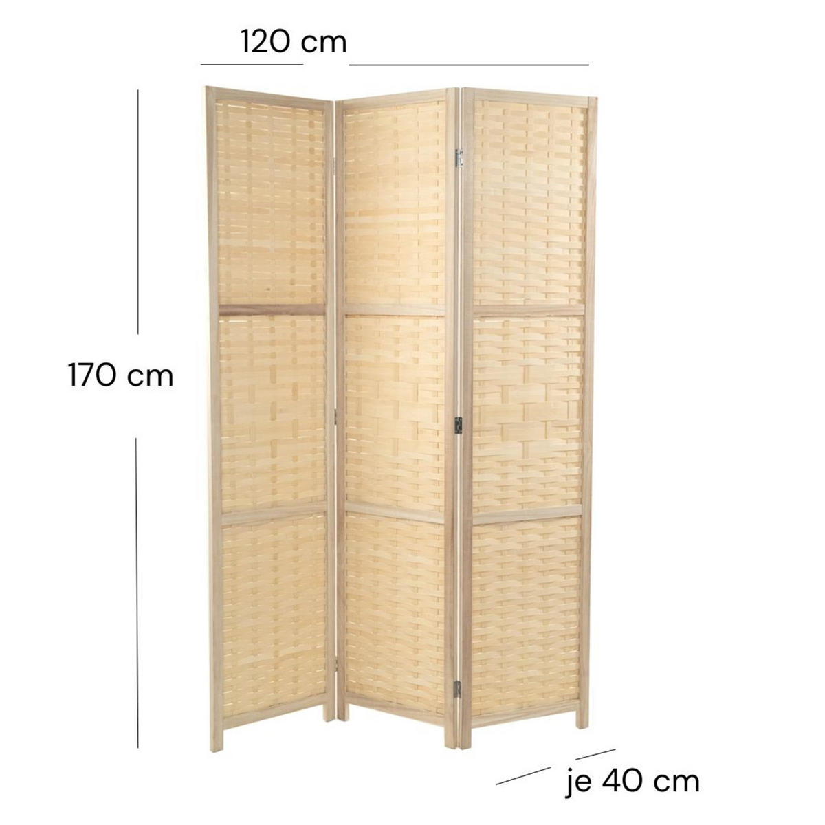 RAUMTEILER Bambu 3-tlg. Bambus Holz natur - Naturfarben, Holz (120/170/3cm) - DESIGN DELIGHTS
