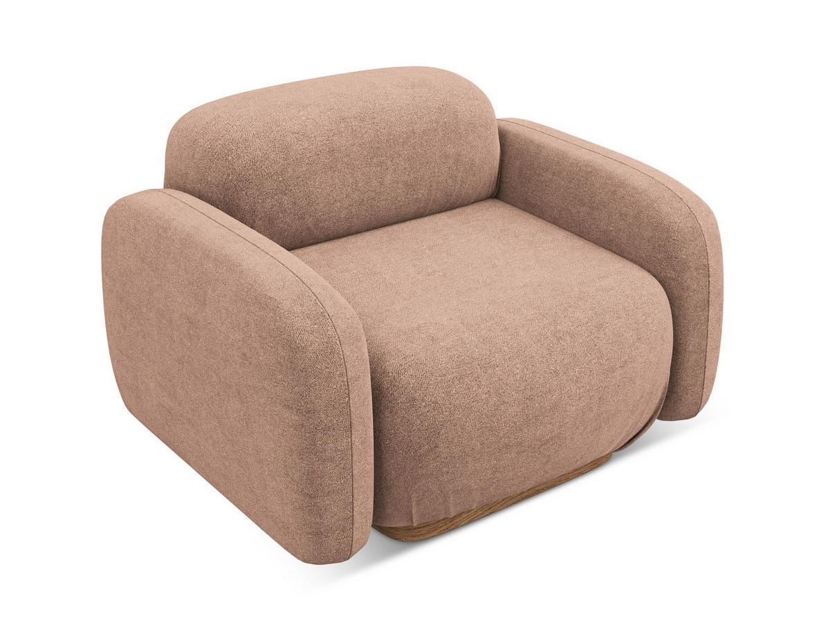 SESSEL Bouclé Stoff Pink - Pink/Hellrosa, Holz/Textil (110/73/95cm) - Makamii