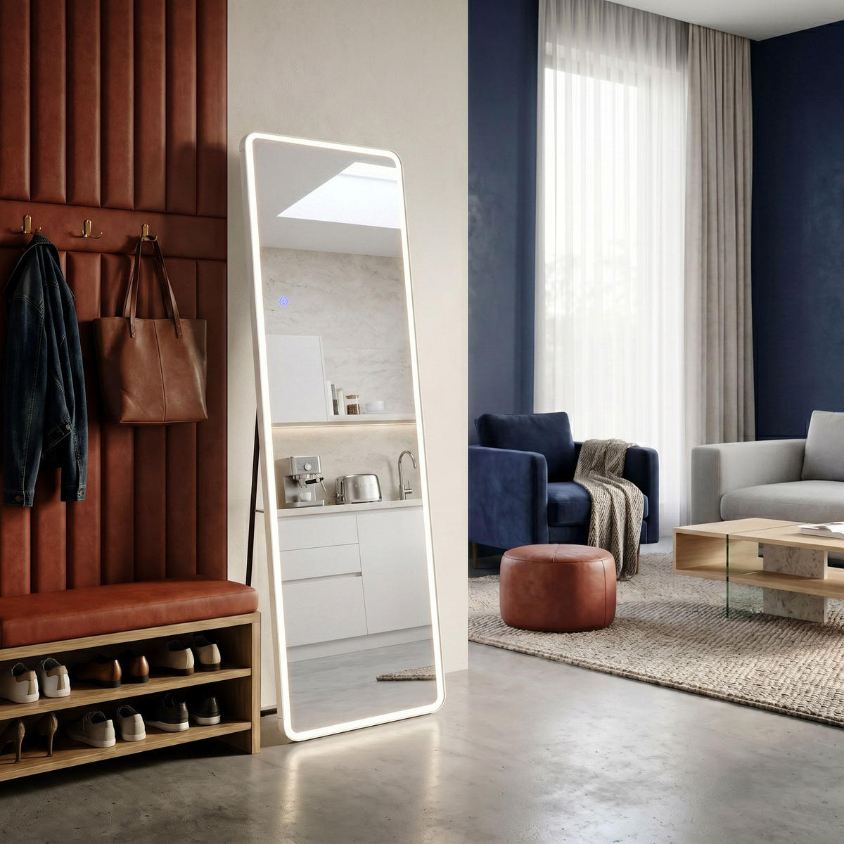 SPIEGEL Rea Led Classico 50x160cm White - Weiß, Glas (50/160/2cm) - REA
