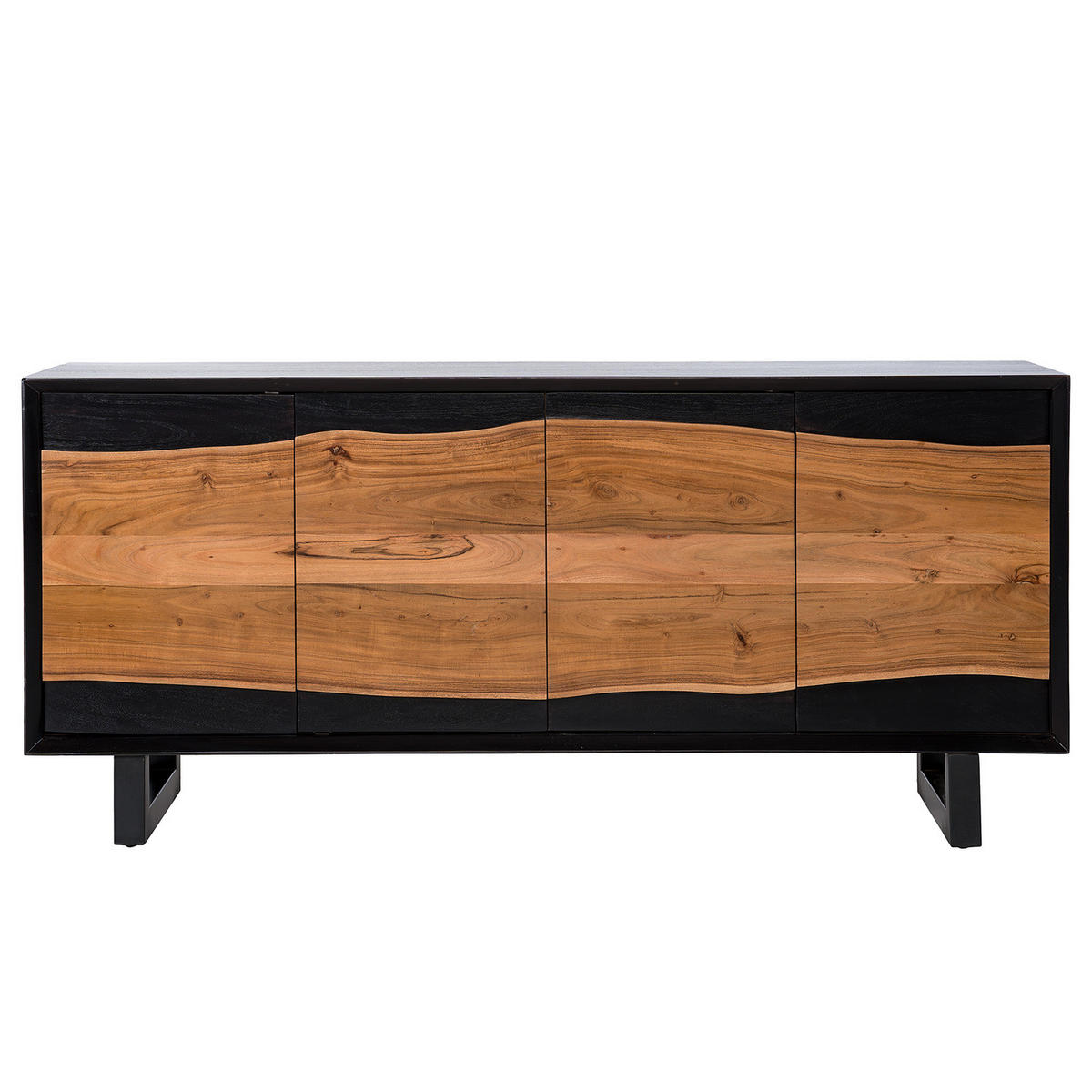 MASSIVES SIDEBOARD - Akazie / Akazie Schwarz - Braun, Holz (168/76/41cm) - home24
