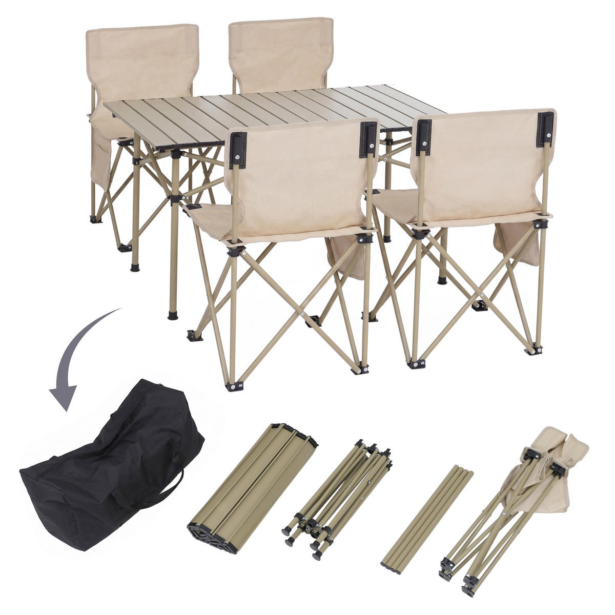 CAMPINGSET Cremeweiß - Creme, Metall (95/65/55cm) - MCW