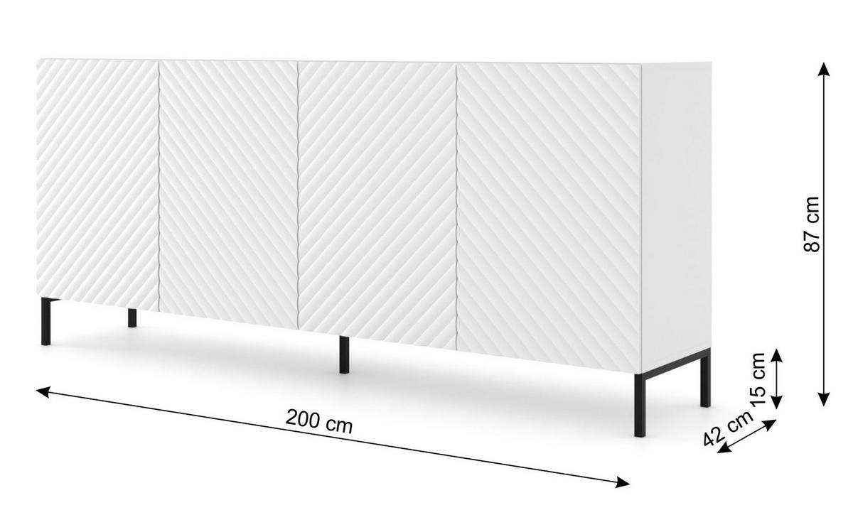 KOMMODE Weiß, Schwarz 200/87/42 - Schwarz/Weiß, Holzwerkstoff (200/87/42cm) - RAUMHIRSCH FURNITURE