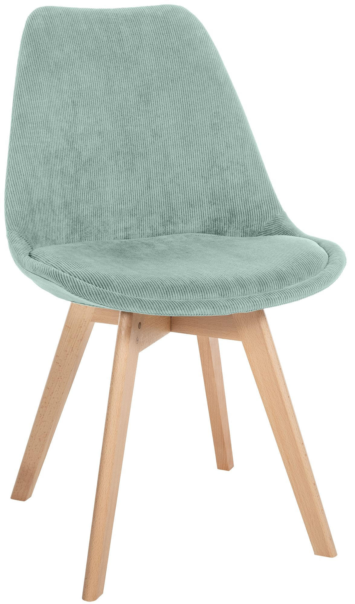 STUHL Cord Türkis - Türkis/Eukalyptusholzfarben, Holz/Textil (49/83/50cm) - CLP