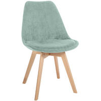 STUHL Cord Türkis - Türkis/Eukalyptusholzfarben, Holz/Textil (49/83/50cm) - CLP
