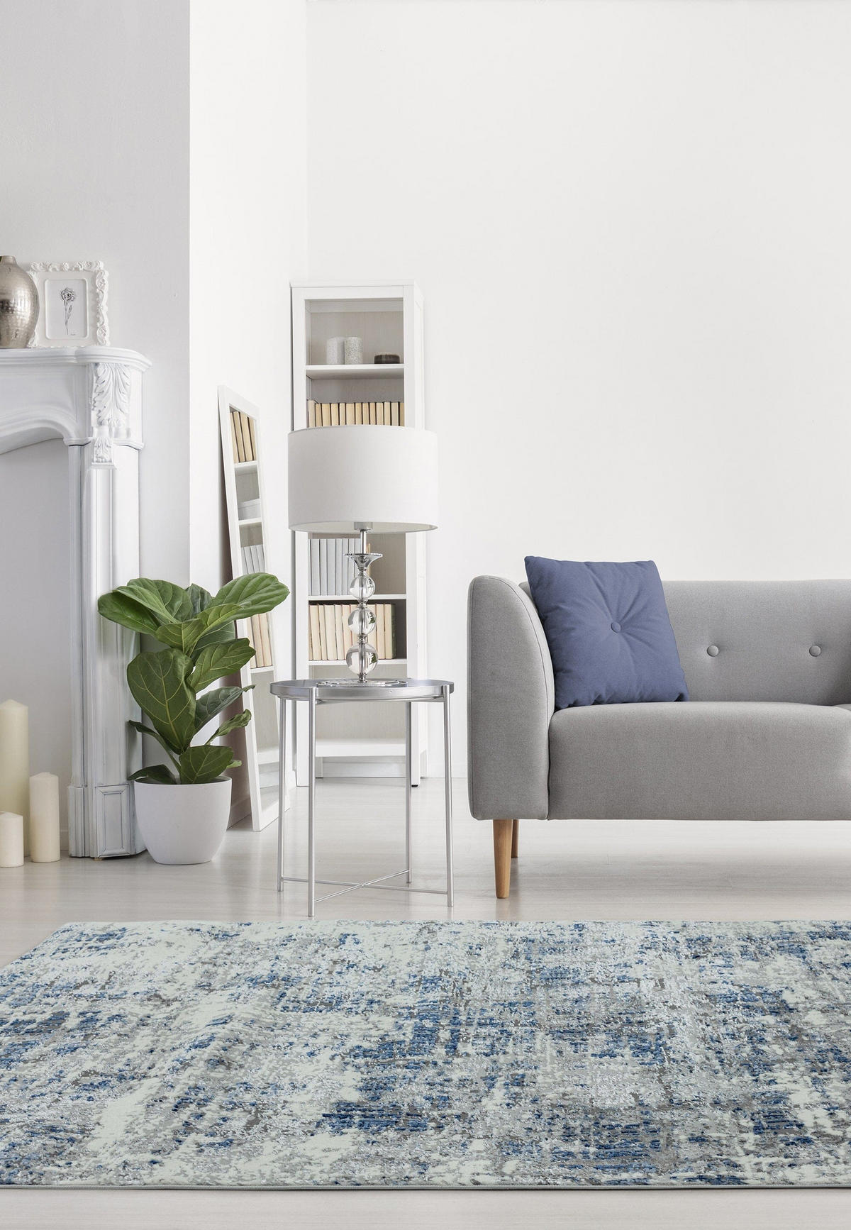 TEPPICH Velours mit Metallic-Glanz abstrakt robust pflegeleicht PARMA-Sorbolo, Dunkelblau 160x230 cm - Dunkelblau, Textil (160/230cm) - KADIMA DESIGN