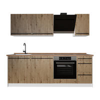 KÜCHENZEILE R-Line, Artisan-Eiche/Weiß, 220 cm Arbeitsplatte Goldkraft Eiche - Eiche Artisan/Weiß, Holzwerkstoff (220/81.6/60cm) - Vicco