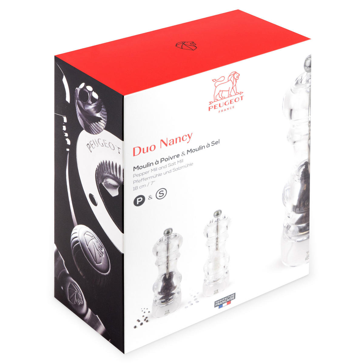 MÜHLENSET Nancy 12cm Pfeffer- & Salzmühle Acryl Stahlmahlwerk - Transparent, Kunststoff (11/12/5.5cm) - PEUGEOT
