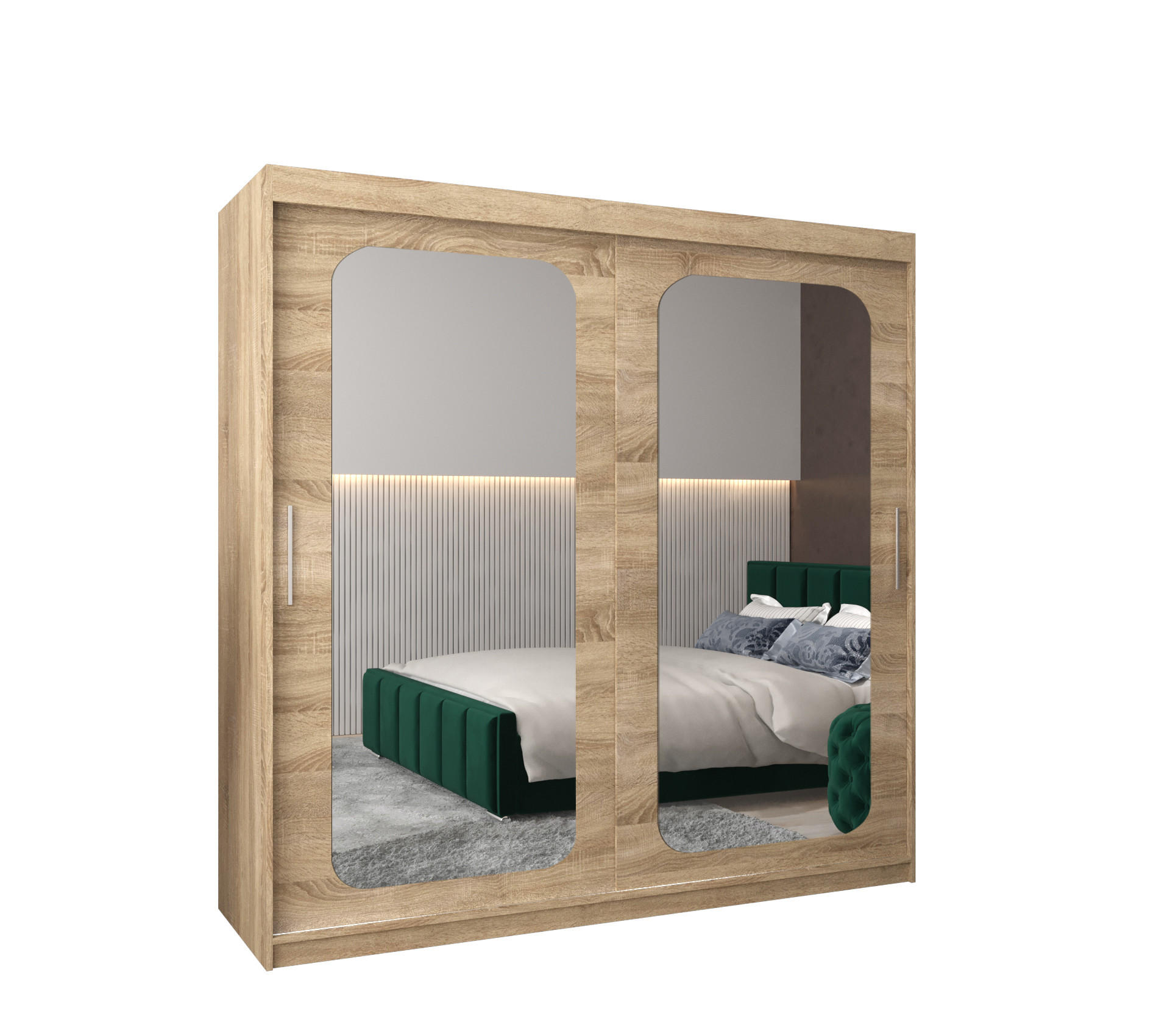 SCHWEBETÜRENSCHRANK 200/200/62 2-türig - Silberfarben/Sonoma Eiche, Holz/Kunststoff (200/200/62cm) - MÖBEL KRYSPOL