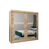 SCHWEBETÜRENSCHRANK 200/200/62 2-türig - Silberfarben/Sonoma Eiche, Holz/Kunststoff (200/200/62cm) - MÖBEL KRYSPOL