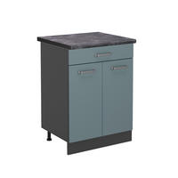 KÜCHENUNTERSCHRANK R-Line Blau-Grau 60 cm, AP Anthrazit - Anthrazit/Blaugrau, Holzwerkstoff (60/81.6/60cm) - Vicco