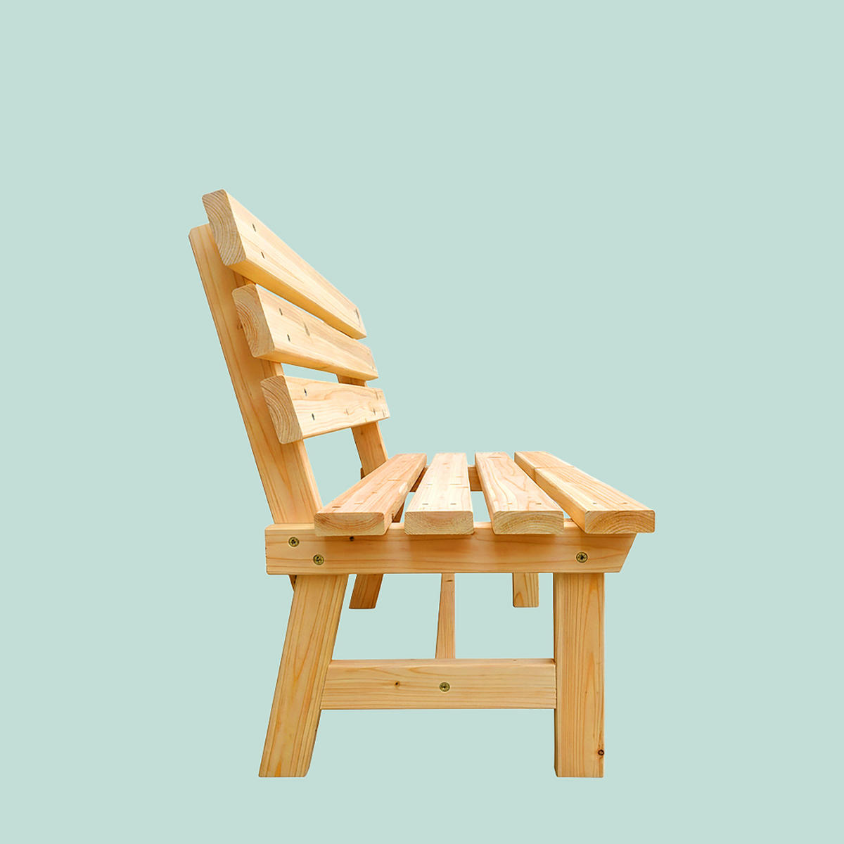 BÄNK natur granträ med ryggstöd för 2 personer - Ljusbrun, Trä (116/80/56cm) - Relaxdays