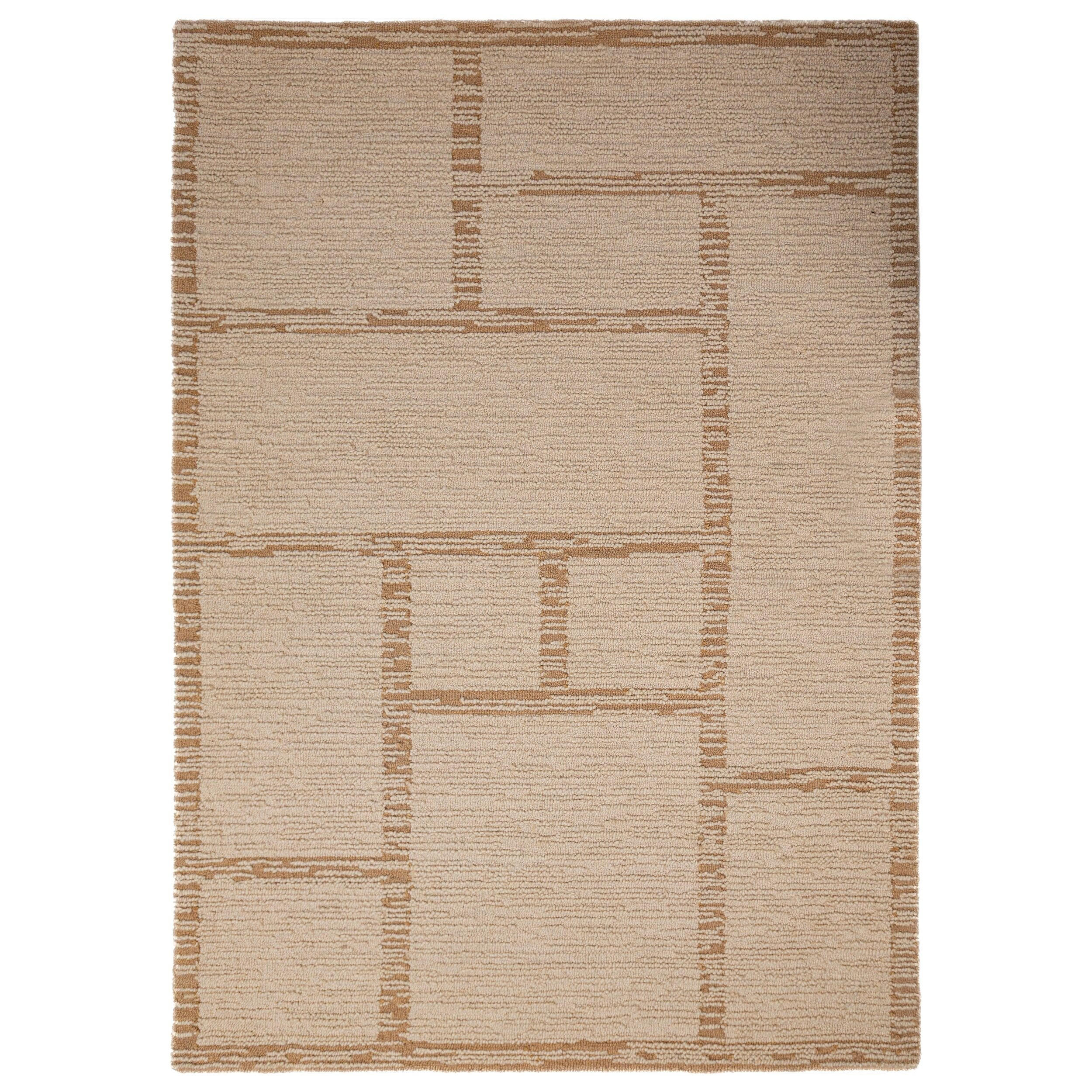 WOLLTEPPICH handgetuftet GANNEL, Blockdesign, Natur, 160 x 230 cm - Beige, Textil (160/230cm) - KADIMA DESIGN