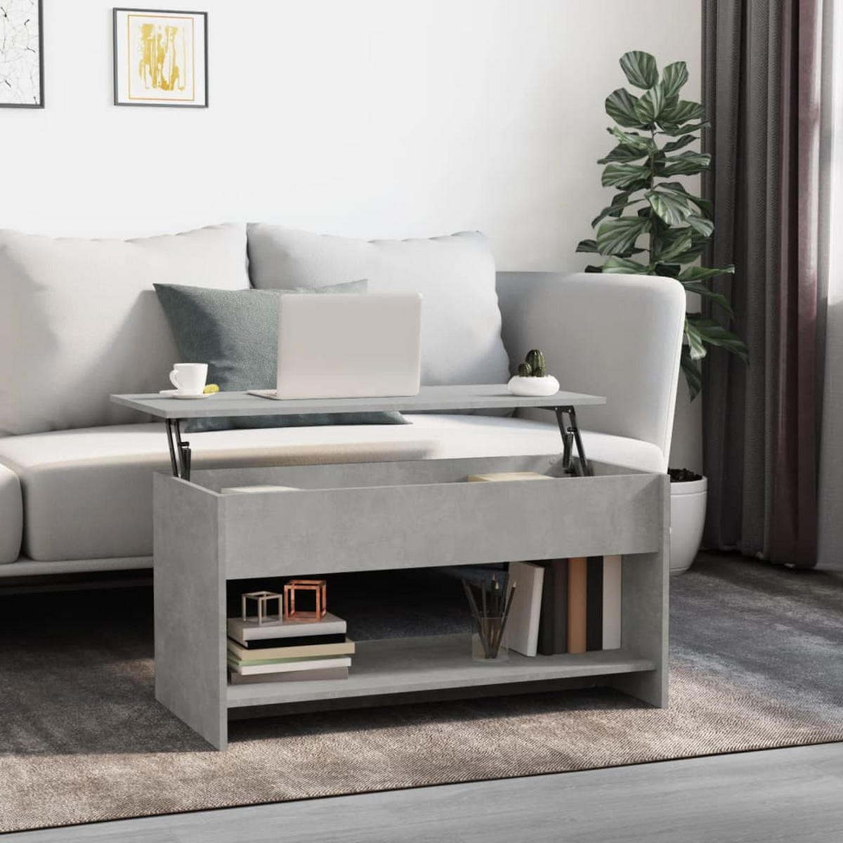 COUCHTISCH Betongrau 102x50x52,5 cm Holzwerkstoff - Grau, Holzwerkstoff (102/50/52.5cm) - furnicato