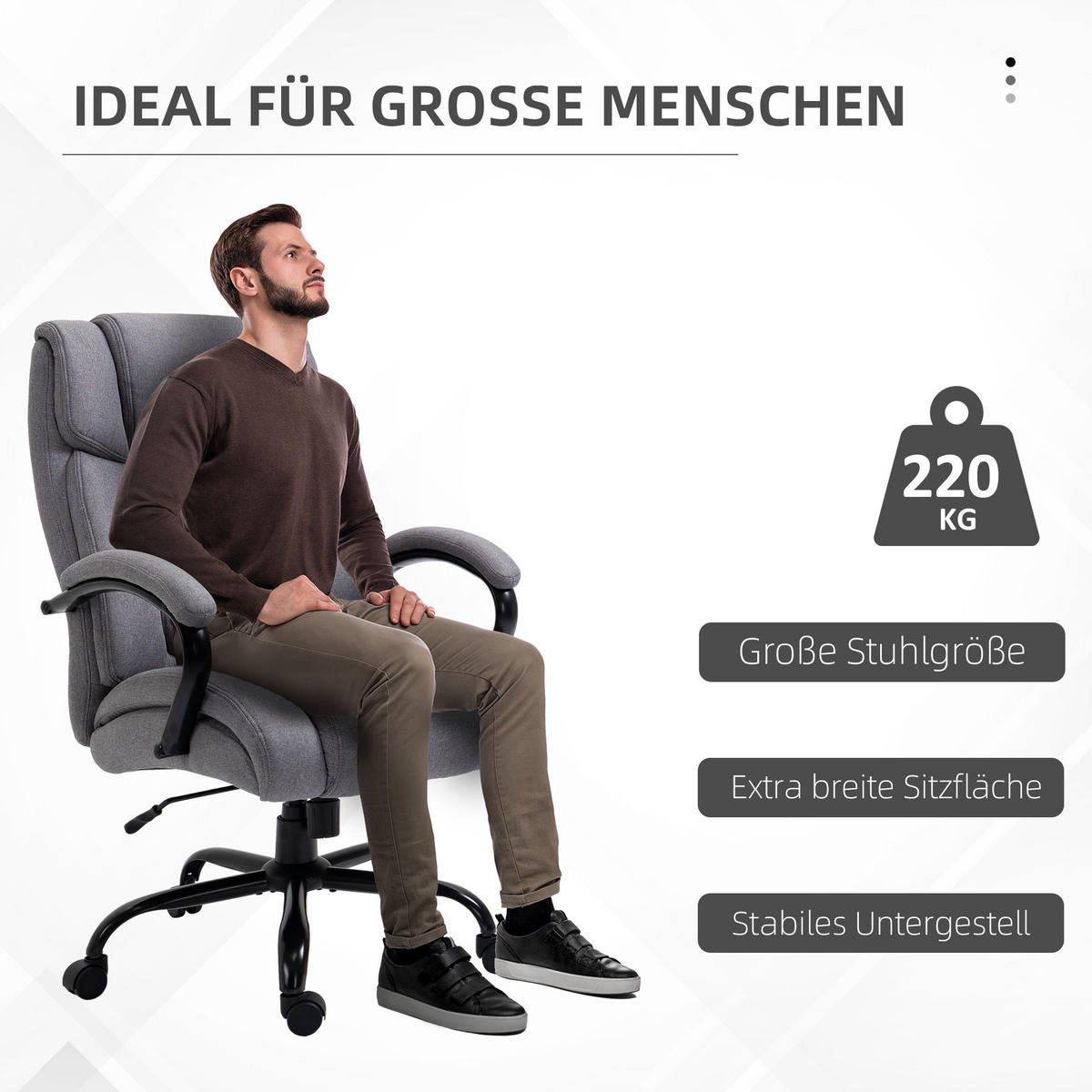 BÜROSTUHL Schreibtischstuhl höhenverstellbar Belastbarkeit 220 kg Hellgrau - Hellgrau, Kunststoff (72.5/118/83cm) - Vinsetto
