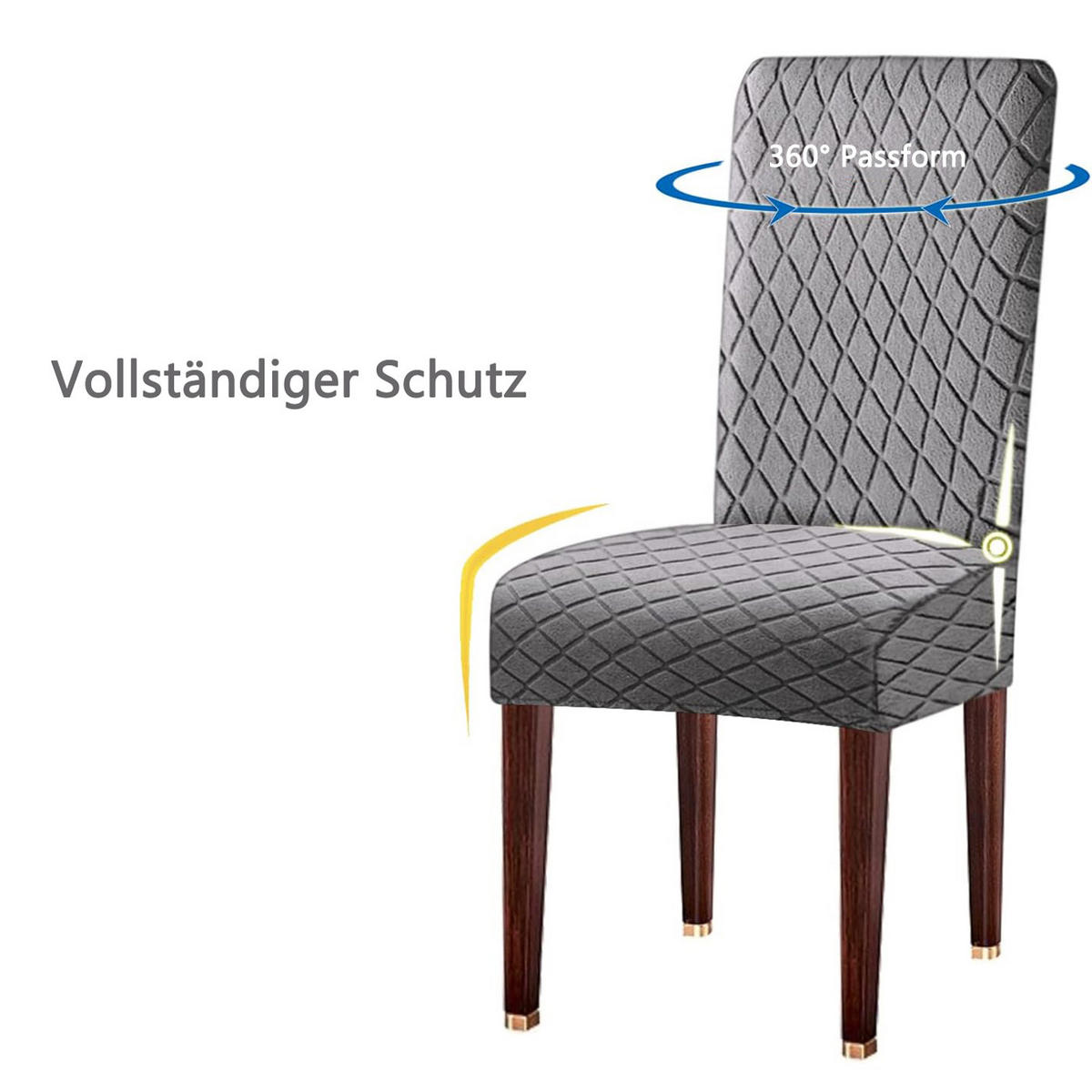 STUHLHUSSE Premium Wasserdicht Stretch Stuhlbezug Dunkelgrau 2 Stück - Dunkelgrau, Textil (45/45cm) - Kaket