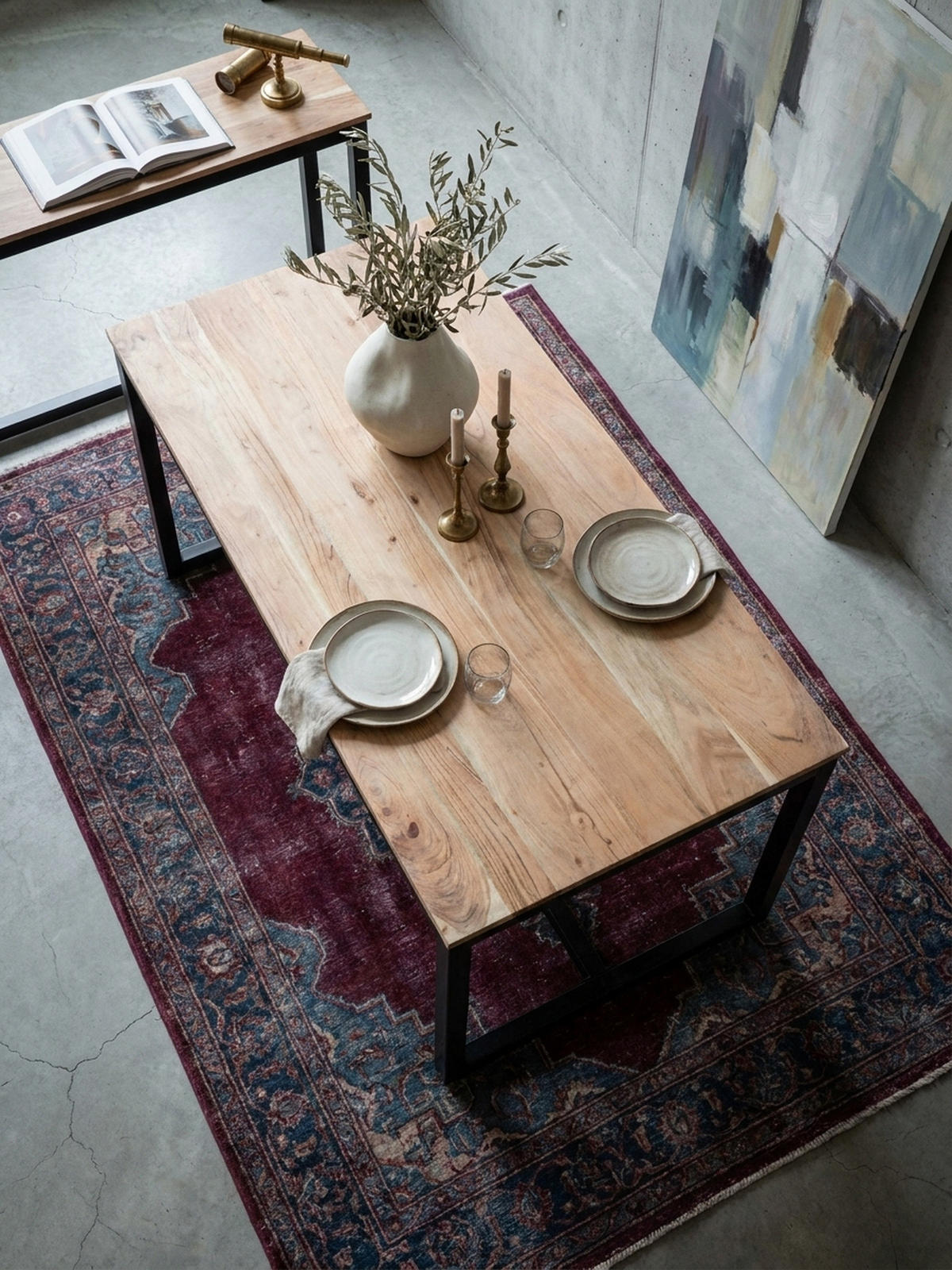 ESSTISCH Massivholz Metall Rechteckig Loft-Stil, Akazie 140x80x76 cm - Schwarz/Akaziefarben, Holz/Metall (80/140/76cm) - KADIMA DESIGN