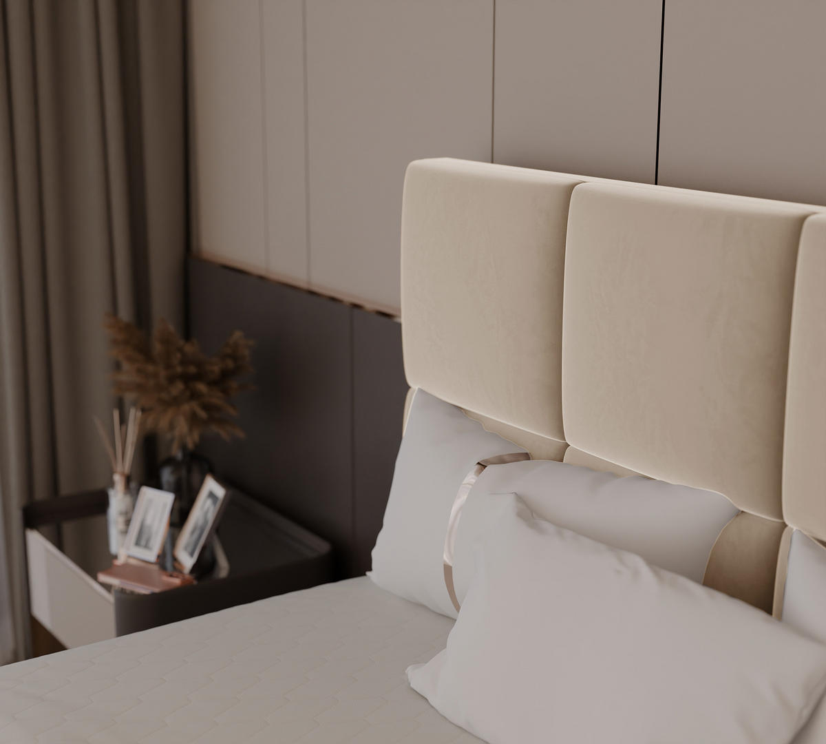 BOXBETT 120x200 cm mit Topper - Creme, Textil (120/200cm) - Idohome