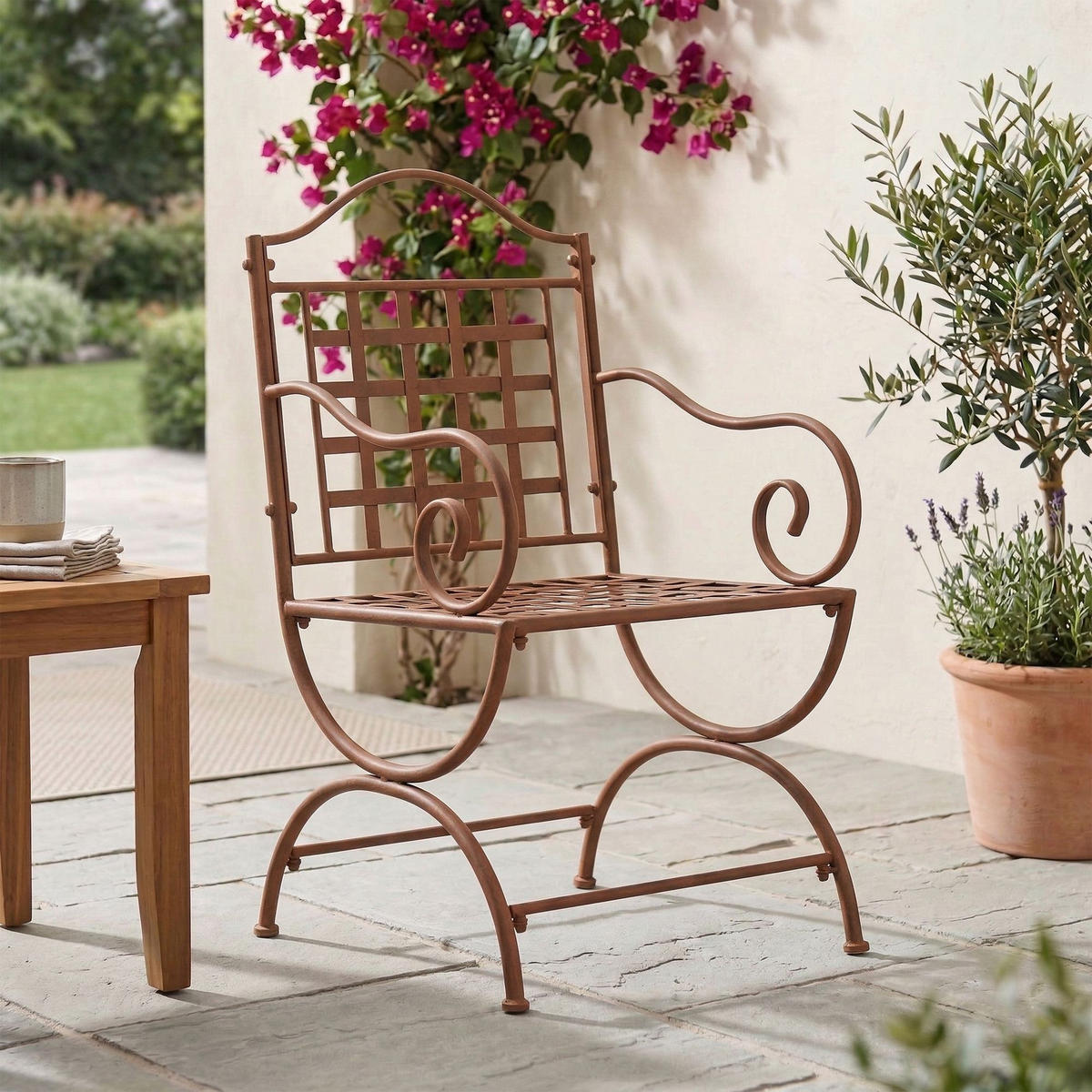 GARTENSTUHL Metall Antik Braun - Braun, Metall (56/92/53cm) - CLP