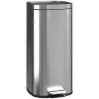 MÜLLEIMER Küche 30L 29/36/59,5 cm Metall Silber MIT SOFT-CLOSE-DECKEL Treteimer für Haushalt - Silberfarben, Metall (36/59.5/29cm) - Rolipo