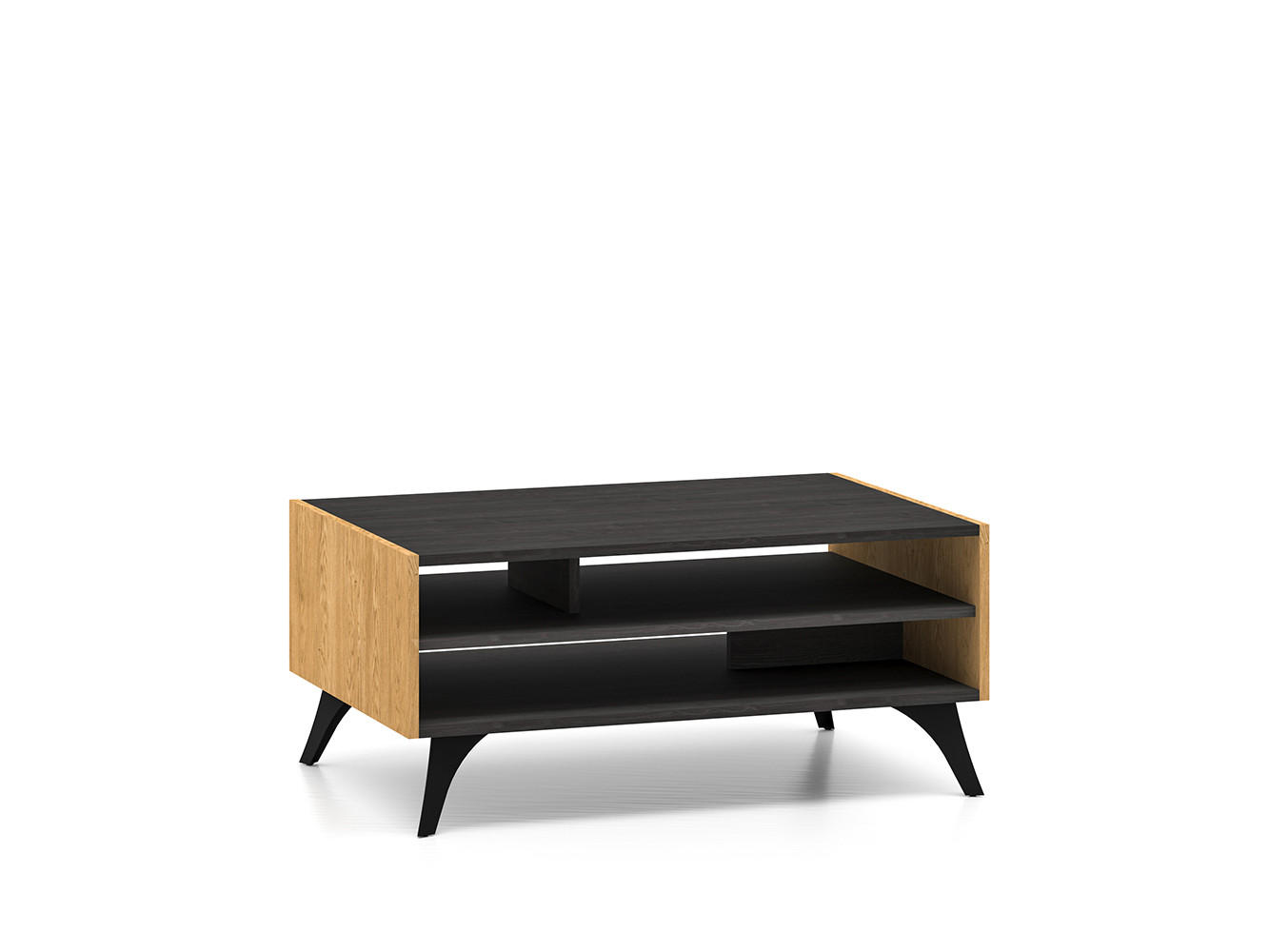 COUCHTISCH Toscania Eiche / Schwarz 90 / 60 / 40cm - Eichefarben/Schwarz, Holz/Holzwerkstoff (60/90/40cm) - Feldmann-Wohnen