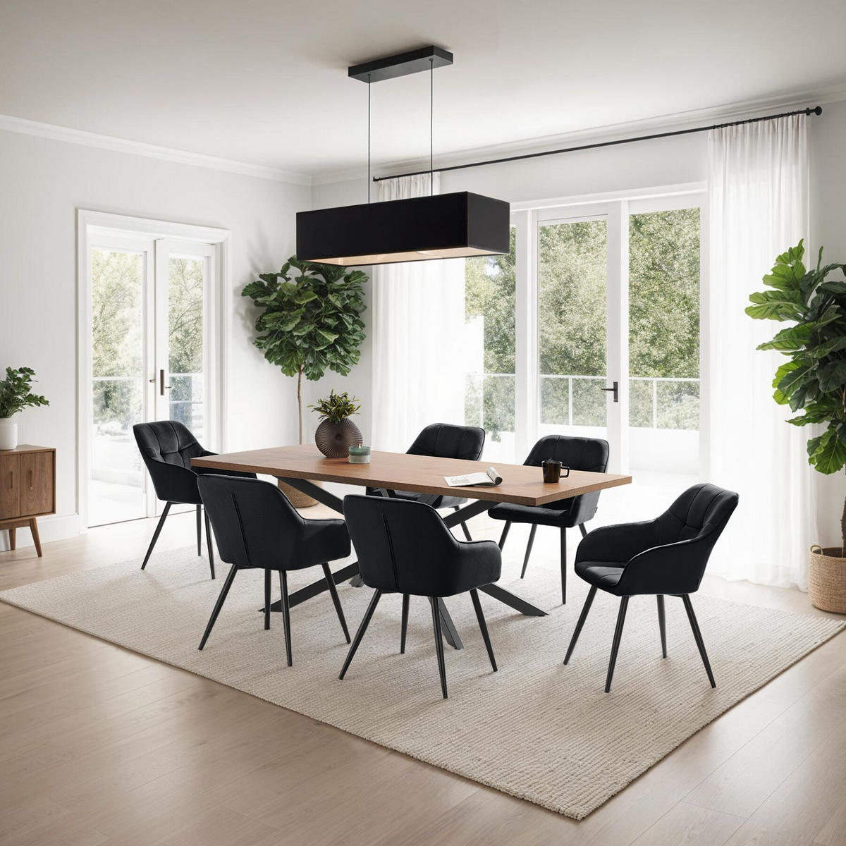 ESSZIMMERSTUHL 2er Set Marilyn 58 x 62 x 82 cm schwarz/schwarz - Schwarz, Kunststoff (58/82/62cm) - tectake