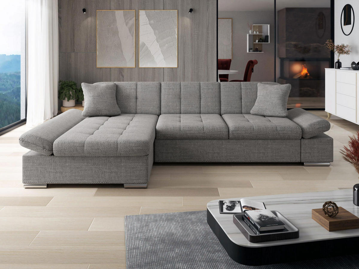 ECKSOFA Malwi, Seite: Links - Grau, Holz/Textil (278/161cm) - MIRJAN24