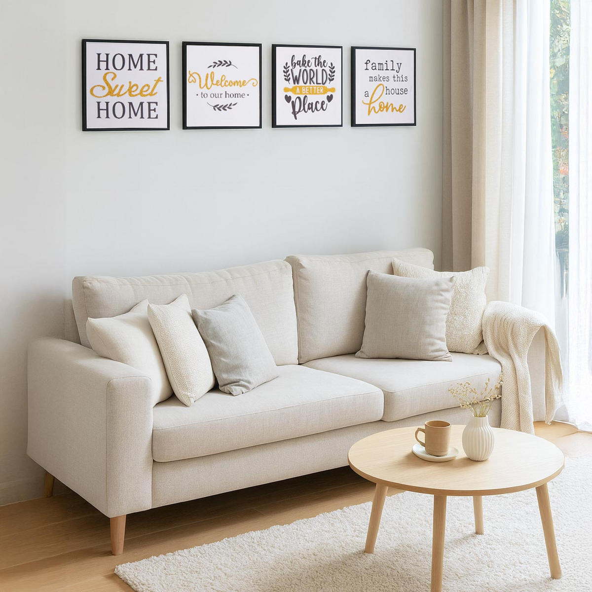 SESTAVA ZIDNIH SLIK Črna, komplet 4 kosov - črna, les (30/30cm) - MCW