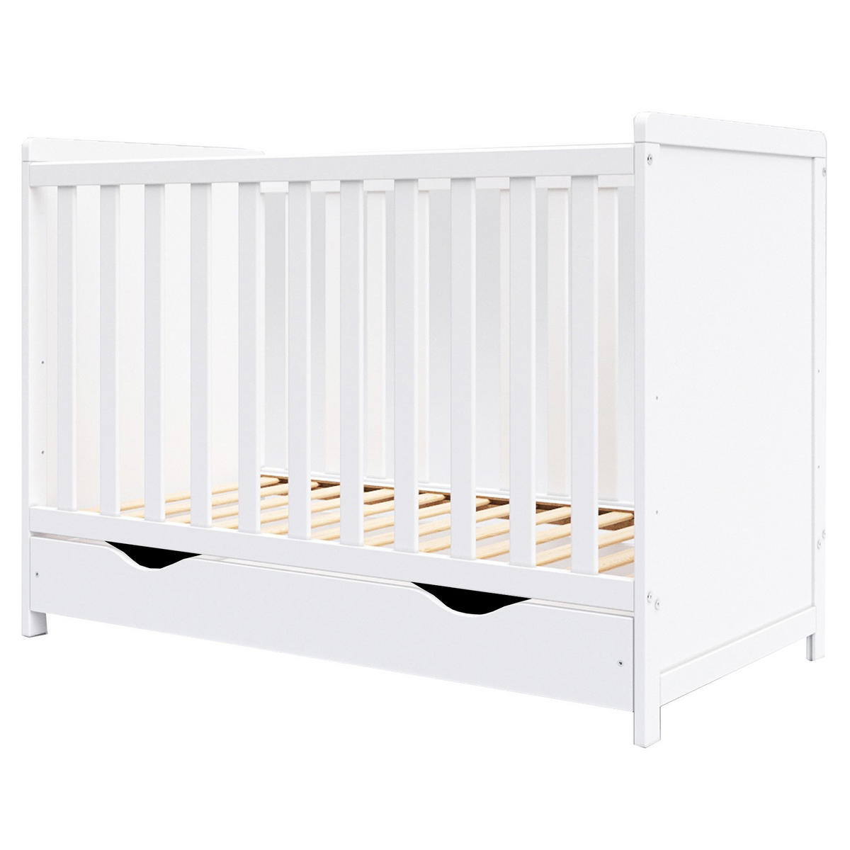 BABYBETT Olivia, Mitwachsendes, mit Schublade Weiß - Weiß, Holz (60/120cm) - Premiers Moments