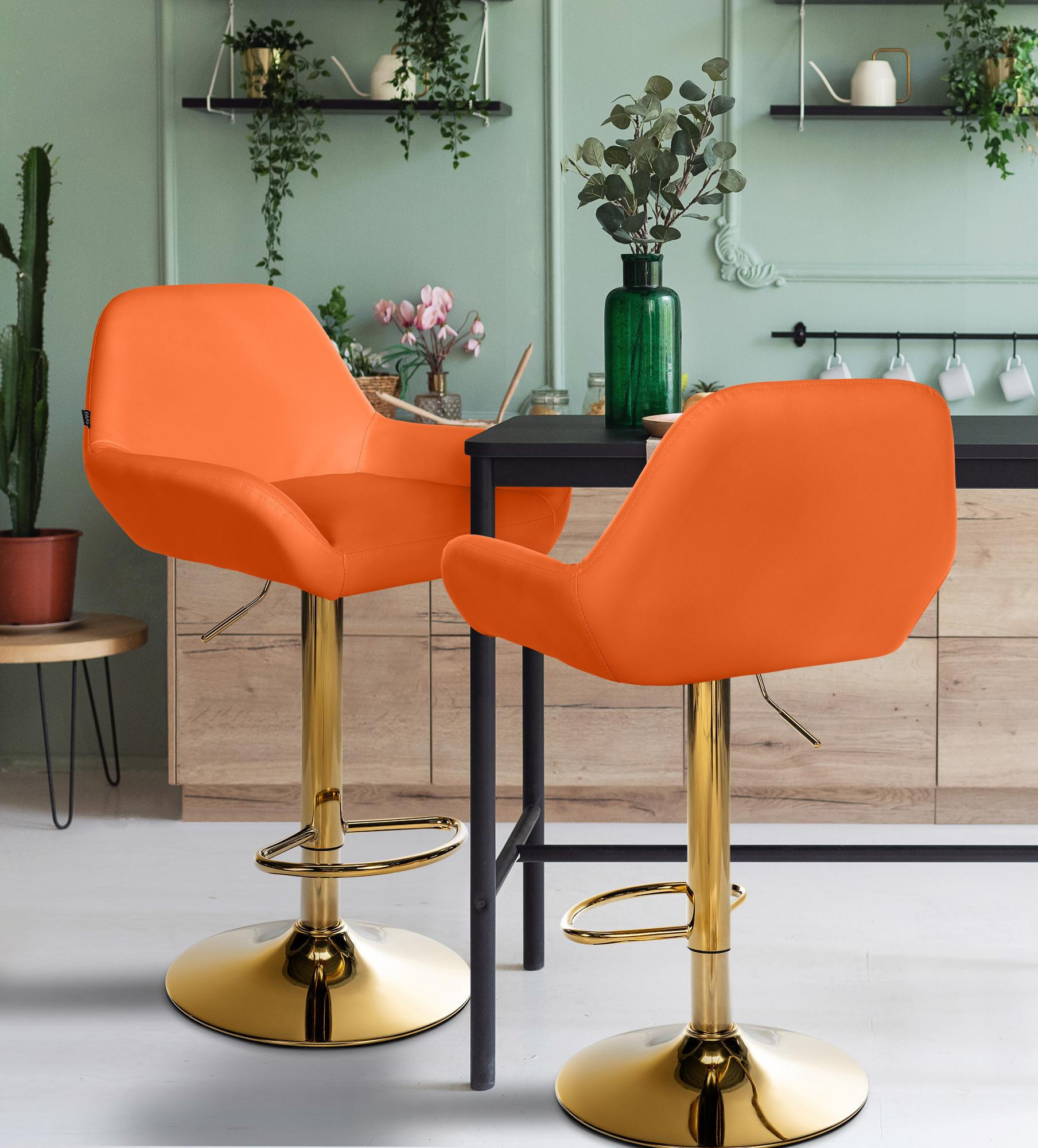 BARHOCKER Lederlook orange - Goldfarben/Orange, Textil/Metall (51/89/52cm) - CLP