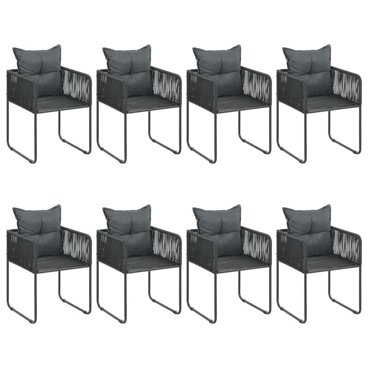 GARTEN-ESSGRUPPE 9Er Set Pvc Rattan Schwarz - Schwarz, Kunststoff - vidaXL