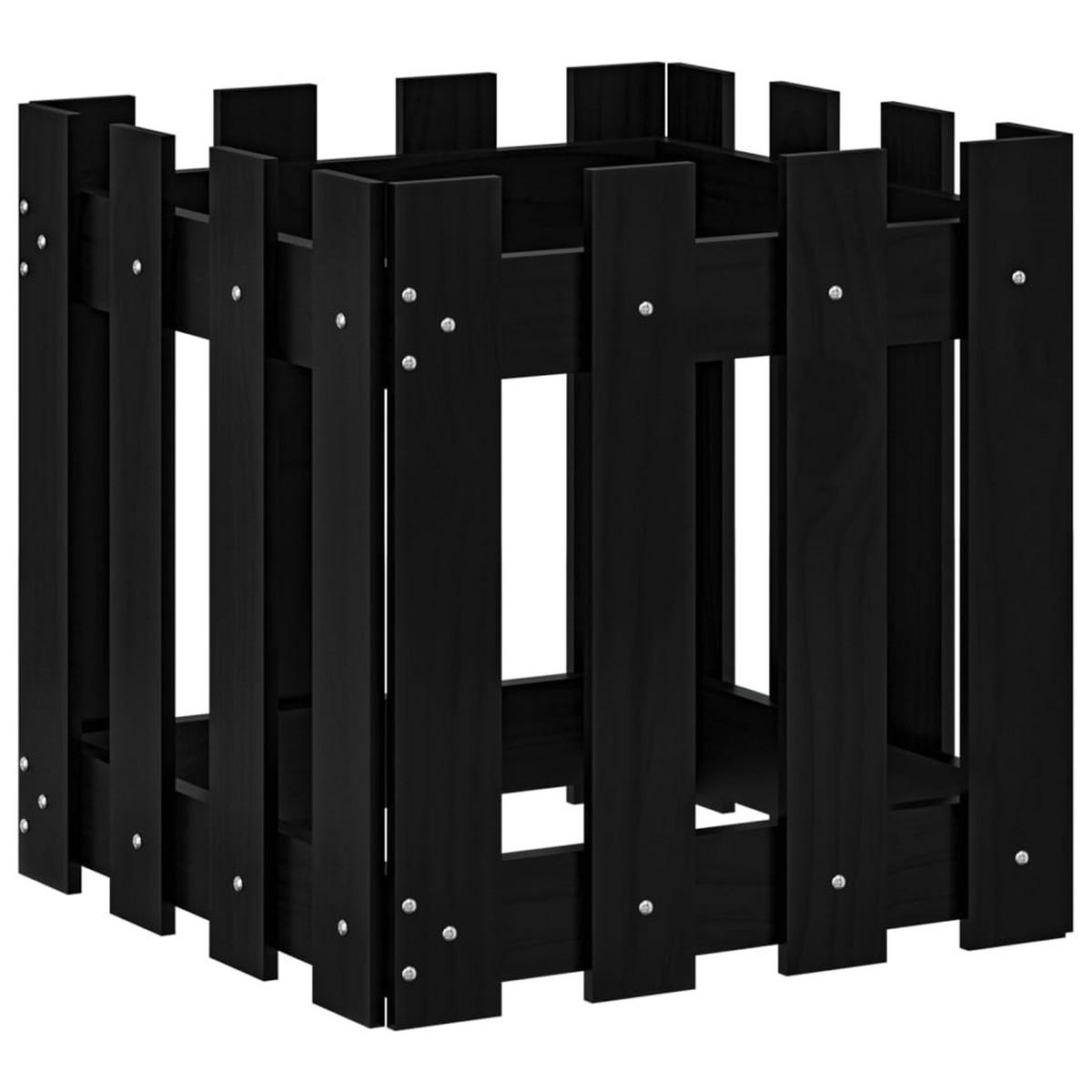 PFLANZKÜBEL Lattenzaun-Design Schwarz 40x40x40 cm Kiefernholz - Schwarz, Holz (40/40/40cm)
