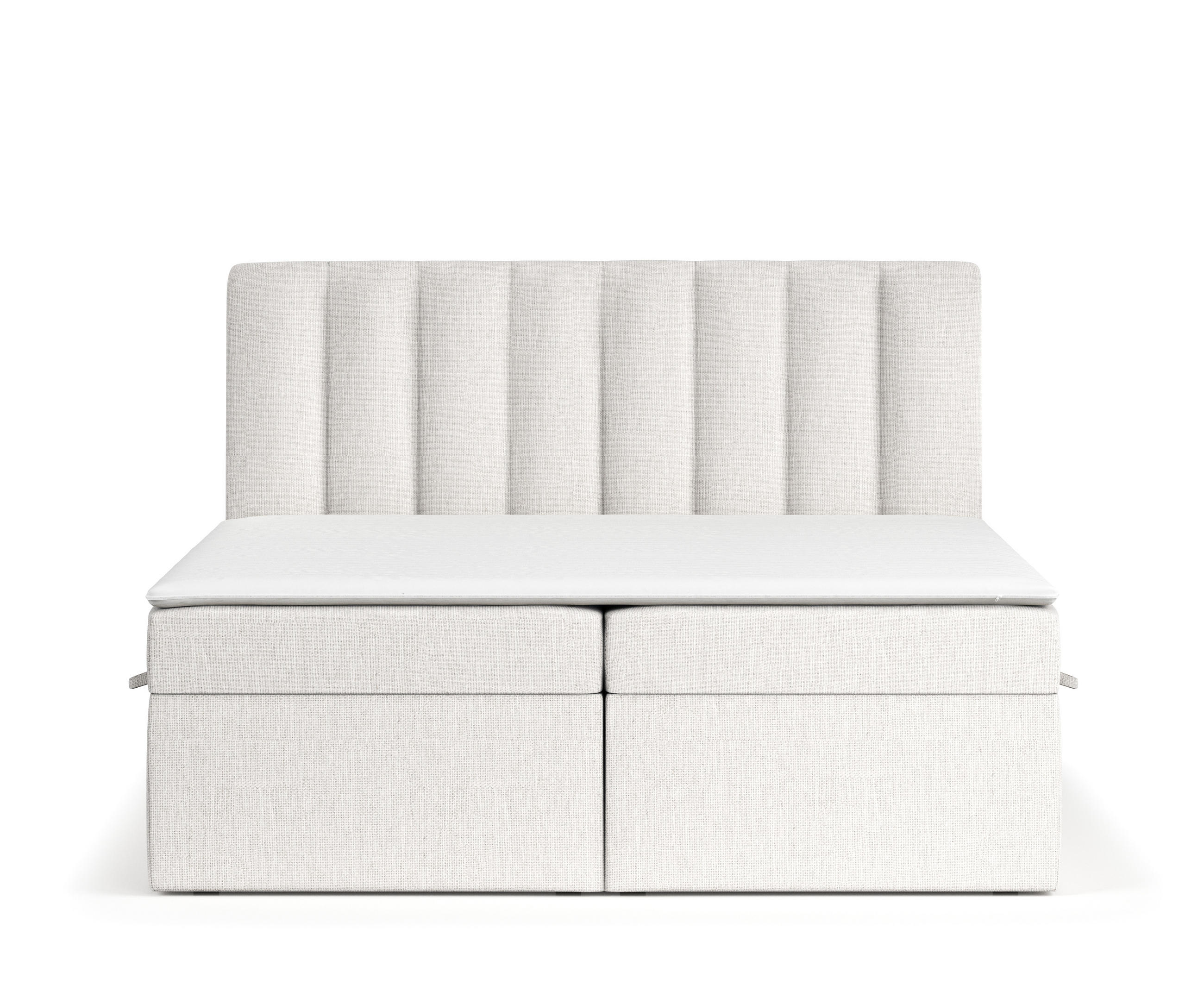 BOXBETT Novento Creme 160/200 cm mit Matratze und Topper - Creme/Schwarz, Holz/Holzwerkstoff (160/200cm) - Maison de Reve