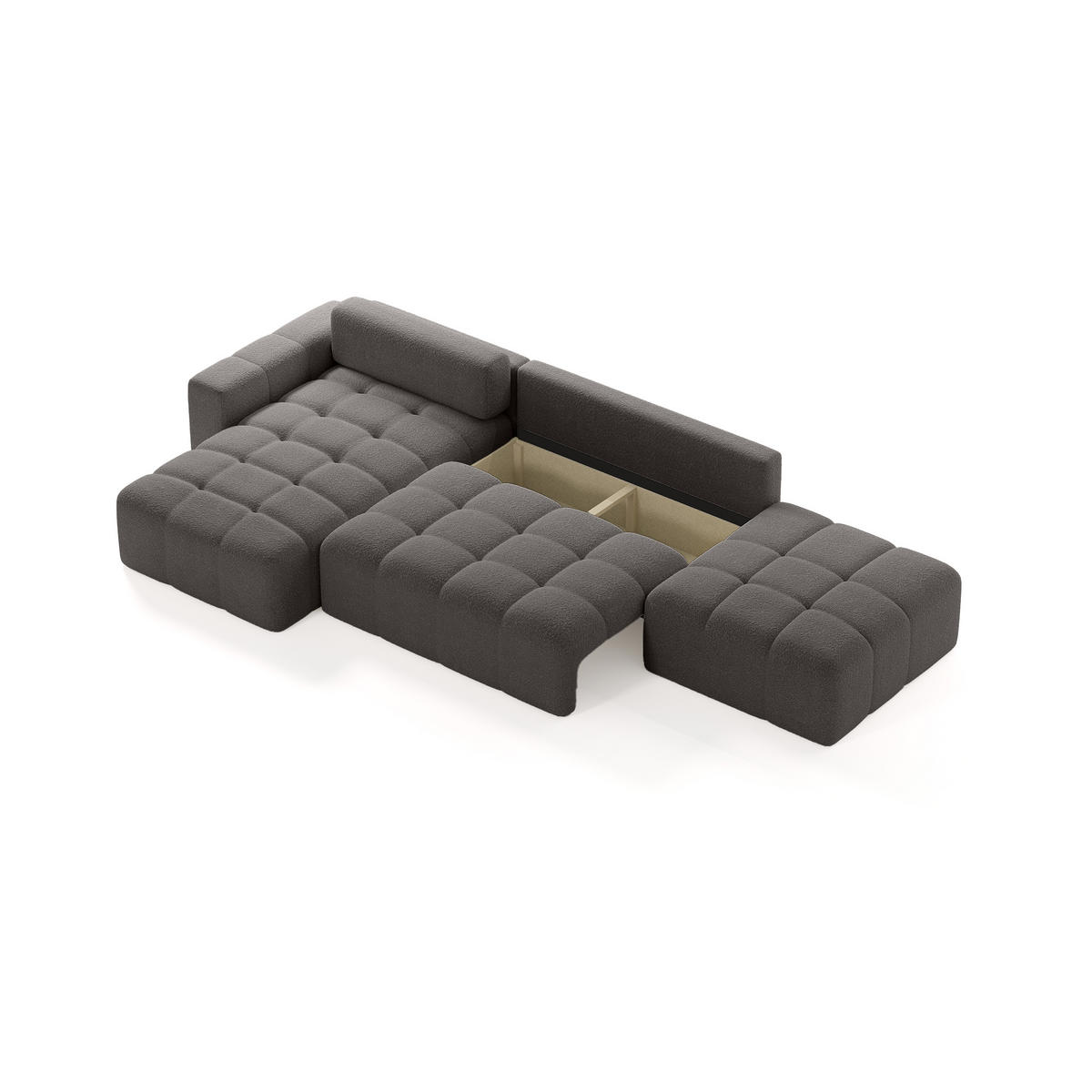 ECKSOFA RIFU LA mit Schlaffunktion, Graphit - Graphitfarben, Textil (363/185cm) - Fedve