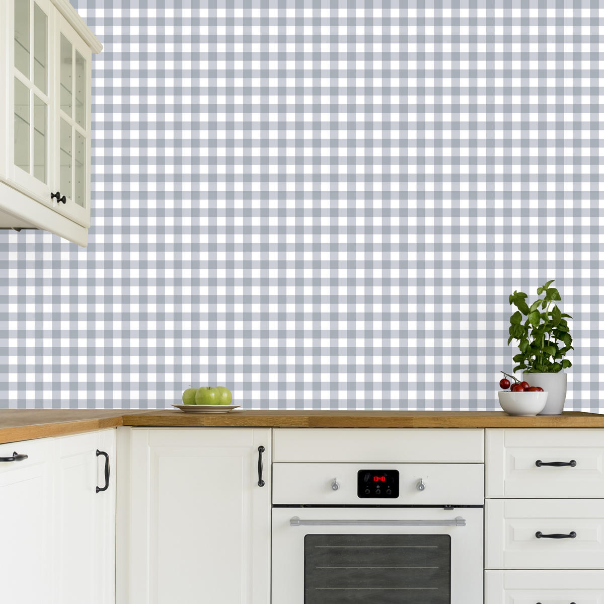 VLIESTAPETE Minimalistisches Karomuster – Grau, Weiß – 50x1000 cm - Weiß/Grau, Papier (50/1000cm) - Muralo