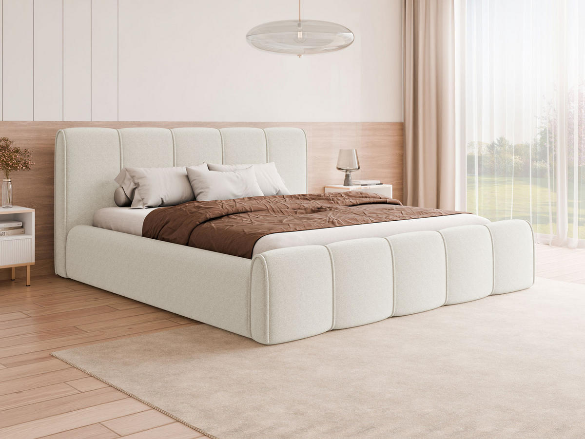 POLSTERBETT Lewis - Creme, Holz/Holzwerkstoff (180/200cm) - MIRJAN24