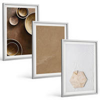 BILDER SET 3er Set - 40x60 cm Silberner Rahmen - Minimalistische Texturen und Farben - Silberfarben, Kunststoff (40/60cm) - TULUP
