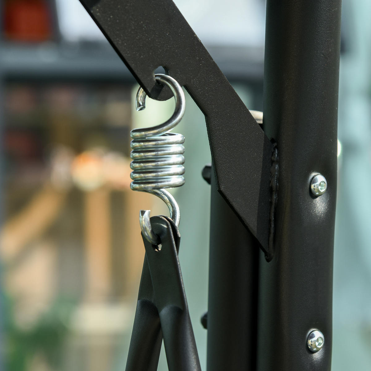 HOLLYWOODSCHAUKEL 3 Sitzer Tisch grau schwarz - Grau, Metall (271/177/125cm) - LEBENLANG