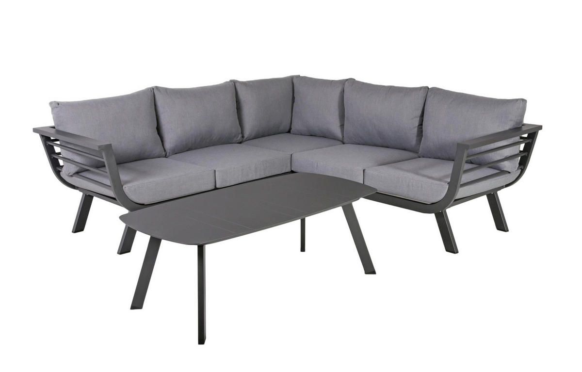 GARTENLOUNGESET Gerrit Gartenmöbel - Grau, Kunststoff - DELUKE