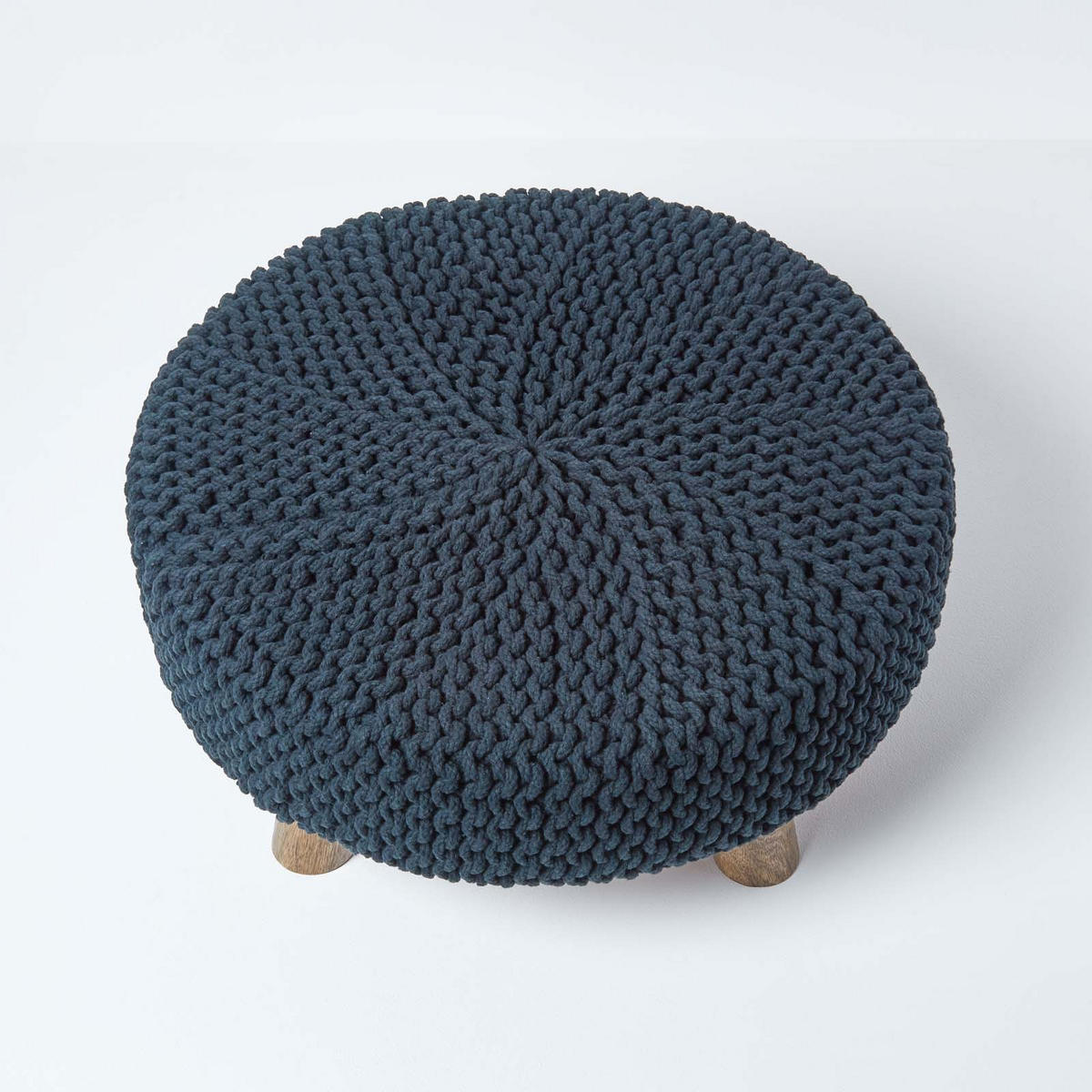 STRICK-HOCKER schwarz, rund 62/62/30 cm - Schwarz, Textil (62/30/62cm) - Homescapes