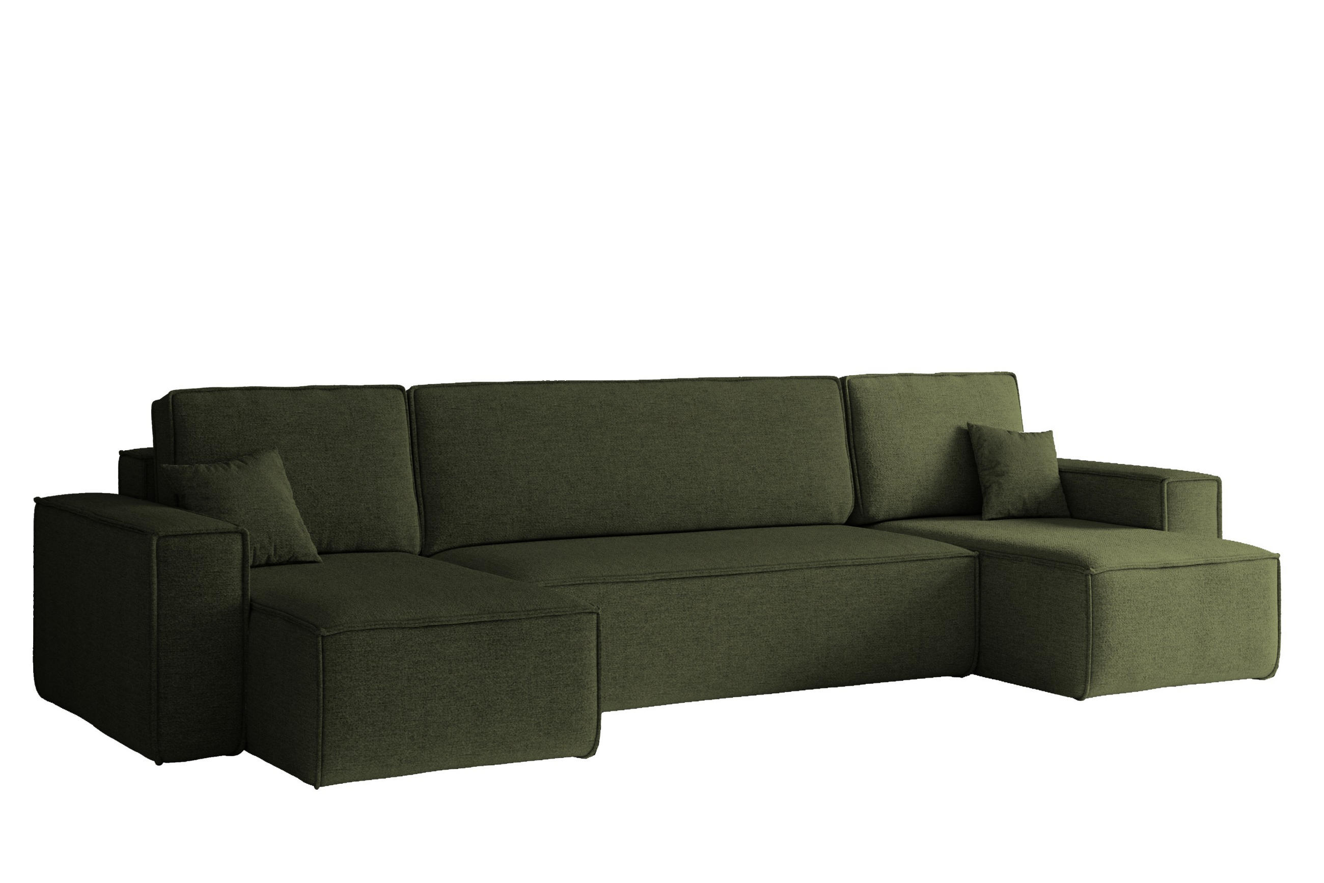 ECKSOFA U-Form Mit Schlaffunktion Und Bettkasten BEST Stoff Neve Olive - Olivgrün, Holz/Kunststoff (312/142cm) - Kaiser Möbel