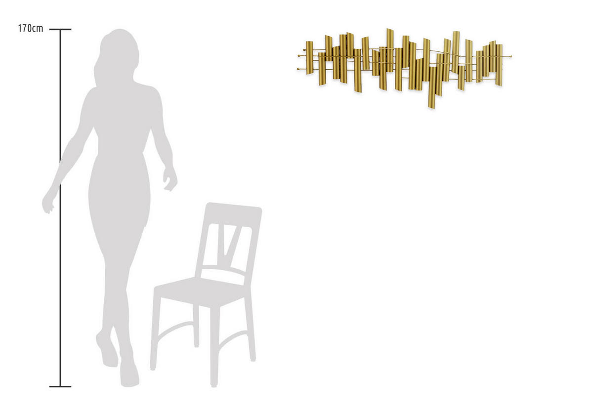 WANDDEKO Gold 115/38 cm - Goldfarben, Metall (2.21/38/5cm) - KUNSTLOFT