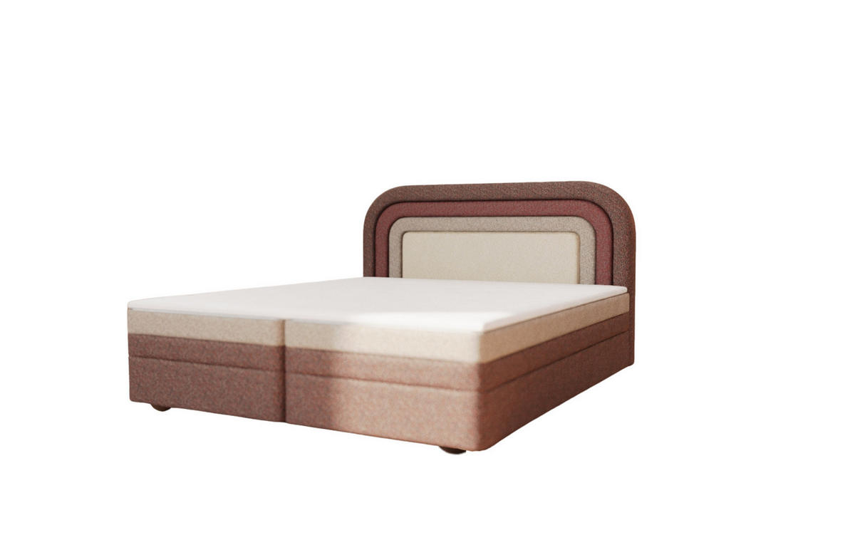 KONTINENTALBETT - Boxspringbett Nest 160x200 - Kupferfarben - Aragon 59 + Aragon 62 + Aragon 3 + Aragon 1 - Kieferfarben/Kupferfarben, Holzwerkstoff/Textil (160/200cm) - Möblo