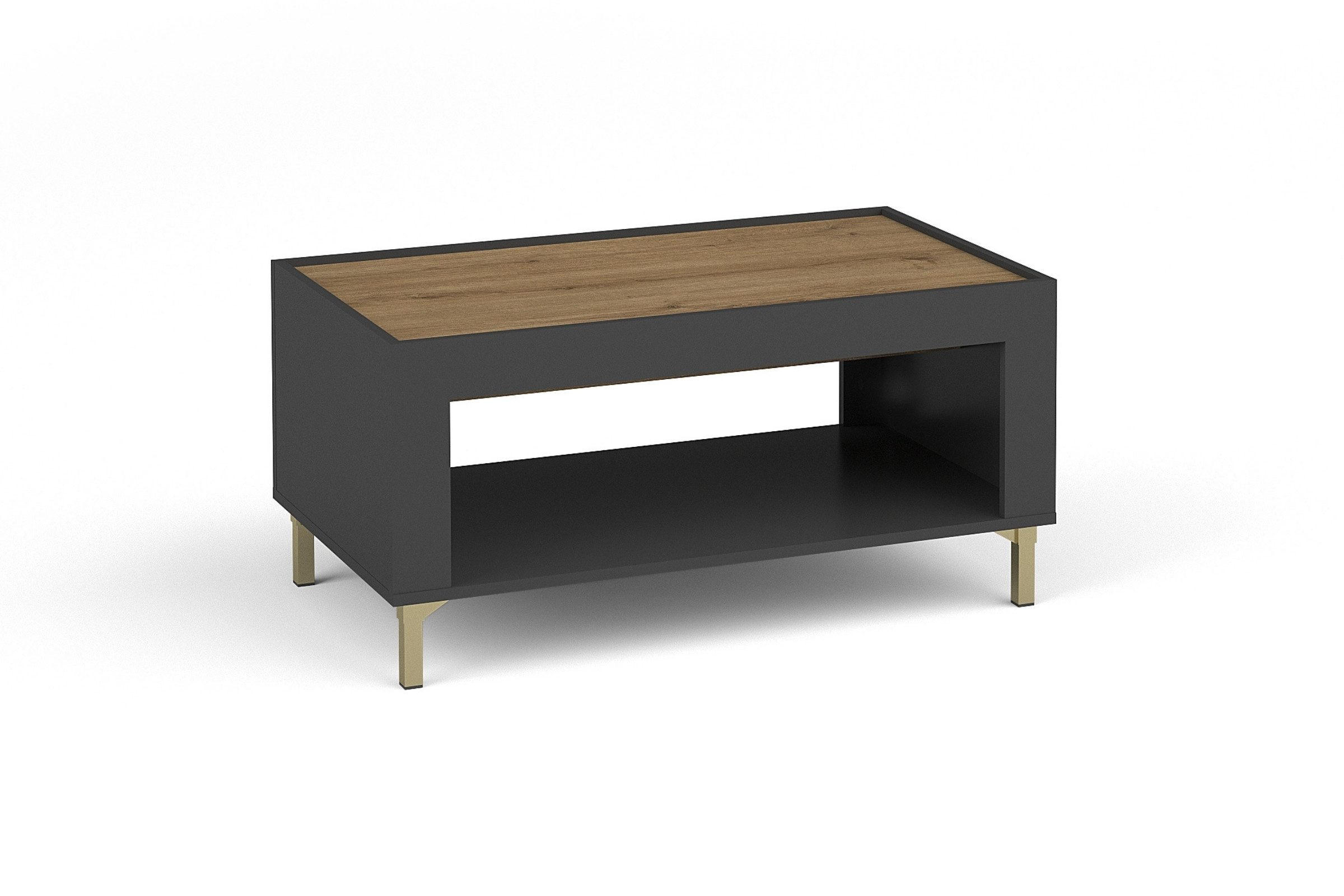 COUCHTISCH MONI 09 in Schwarz / Eiche Whiskey matt 56/97 cm - Schwarz, Holzwerkstoff (97/56/47cm) - Deine Möbel 24